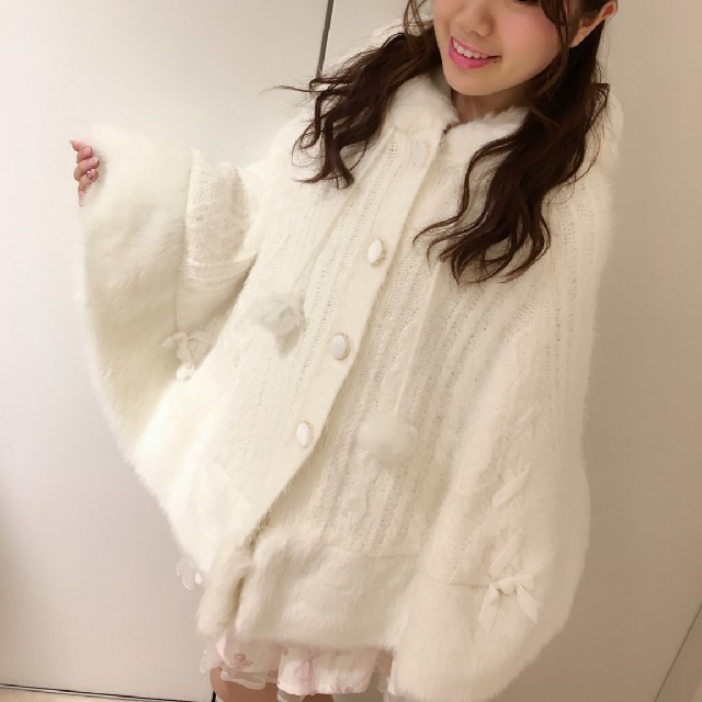 LIZLISA ミルフィーユレースポンチョ ホワイト ミルフィーユレース