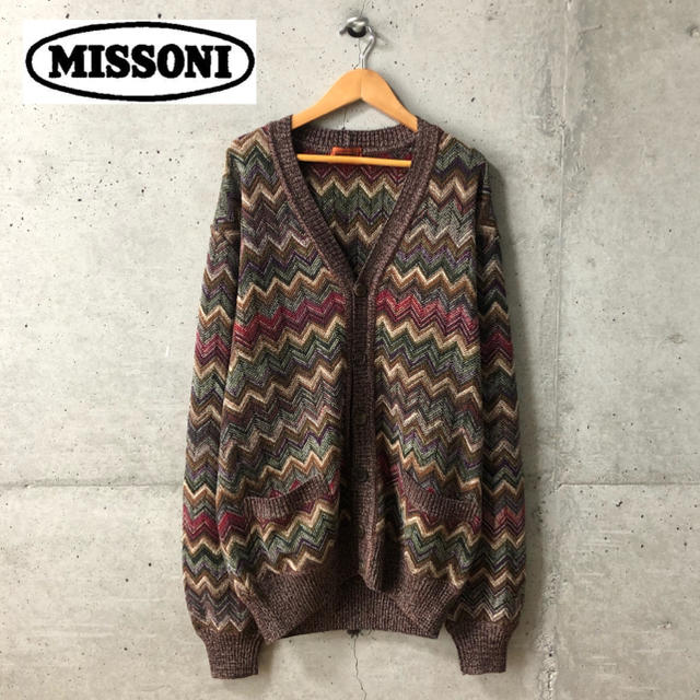 イタリア製 マルチカラーニットカーディガン イタリア製 柄ニット