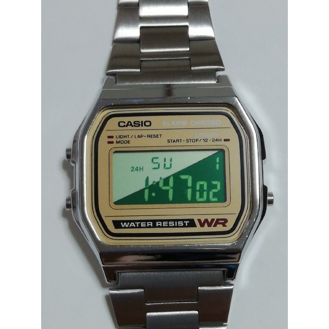 CASIO - 【電池交換済】チプカシ腕時計 A158WEA-9JF グリーン液晶反転