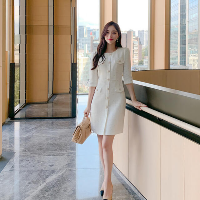 CHANEL - シャネル シャネル風 ワンピース ツイードワンピースの通販