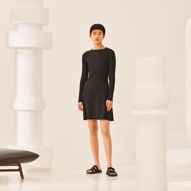 21AW HERMES エルメス レディース シェーヌダンクル柄 ワンピース