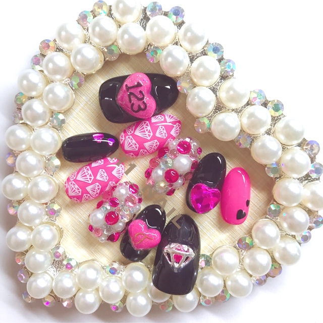 3dネイルパーツ リボン ひらがな ハート ネイルパーツ デコパーツ 3d