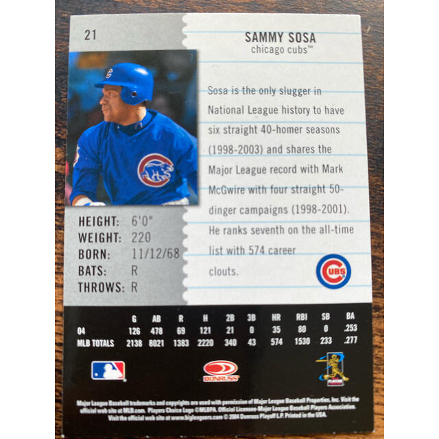 プロ野球カード サミー・ソーサ選手（カブス）の通販 by りとゆと's
