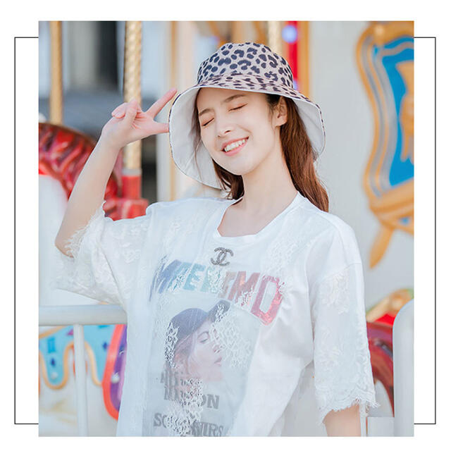 リバーシブル バケットハット バケハ レディース レオパード 豹柄