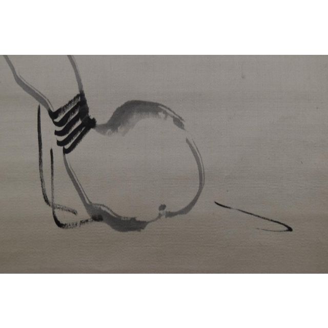 真作】藤瀬冠邨（画）来城（賛）/瓢箪画賛/掛軸/名家伝来/Z-849 真作