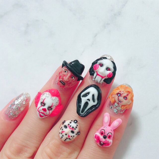 ハロウィンネイル ホラーキャラクター 3Dネイル デコパーツホラー