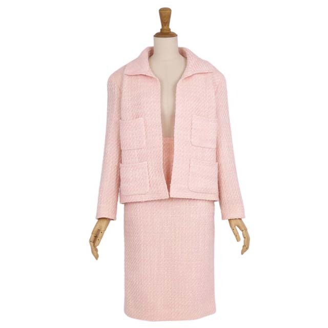 CHANEL - Vintage シャネル スーツ ツイード カメリア ジャケット