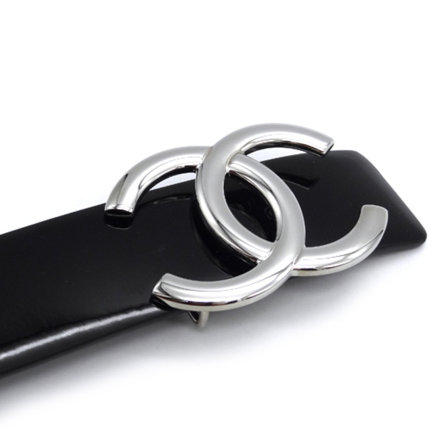 CHANEL - シャネル ココマーク レディースベルト エナメル レザー 黒