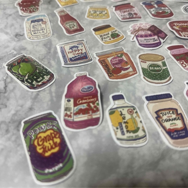 BUNNY海外文具 海外スーパー食品 飲み物ステッカーシール40枚セットの