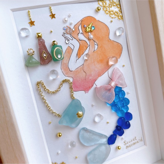 シーグラスアート 天然石アート 人魚姫の通販 by tata's shop｜ラクマ