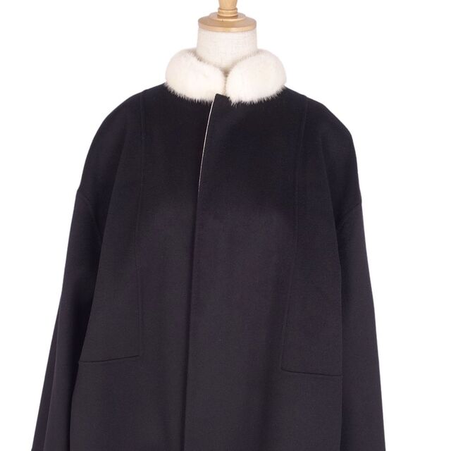 極美品 ブラミンク BLAMINK コート 襟ミンクファー ウール カシミヤ