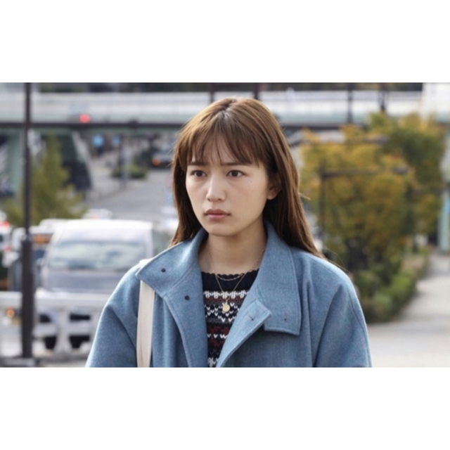 silent 衣装 川口春奈さん着用 紬 CITEN ポンチョ コート ブルーの通販