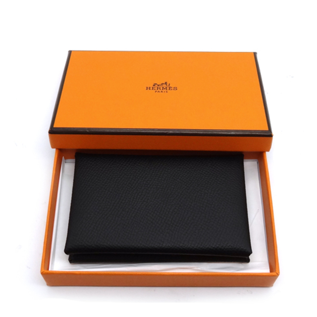 HERMES - エルメス カルヴィ エプソン ブラック 黒 U刻印 カードケース