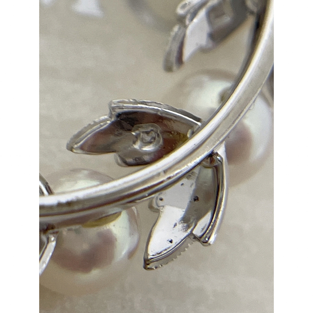 MIKIMOTO - 定番 ミキモト 月桂樹の葉彫り パールブローチ シルバー 美