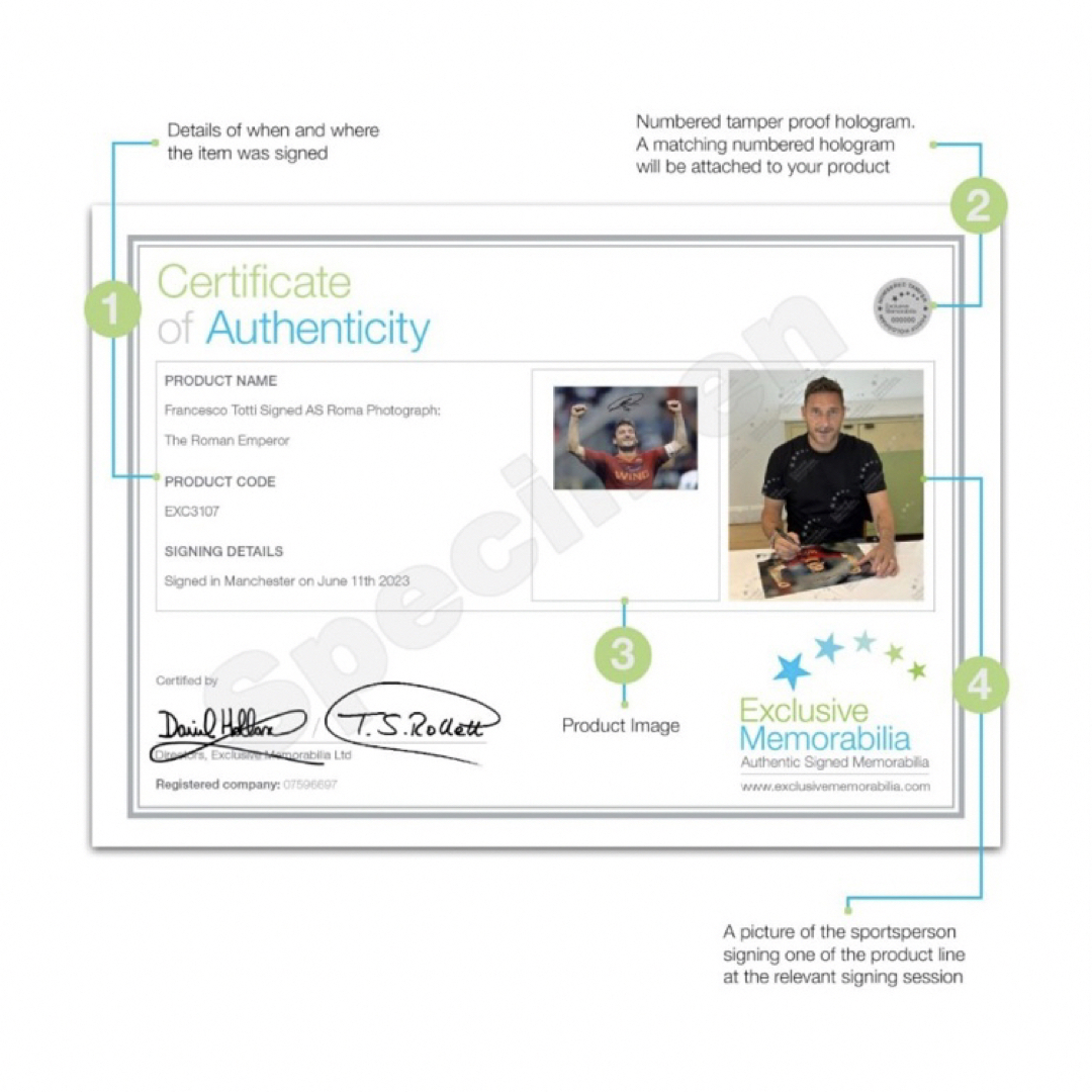 証明書付】新品 トッティ直筆サイン ローマ A3サイズ相当の通販 by D's