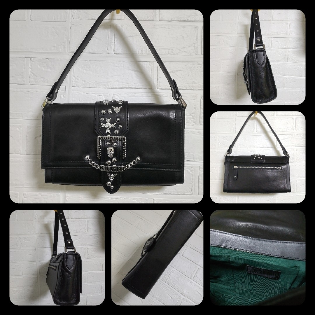 廃番】 Jean Paul GAULTIER☆スカルスタッズレザーバッグ☆中古の通販