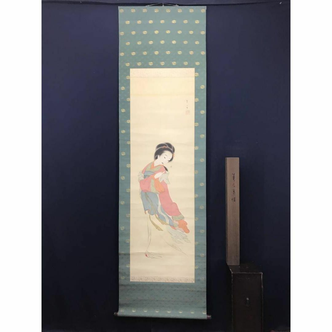 真作】天斎/唐美人に蝶図/美人画/美人図/掛軸☆宝船☆AC-188の通販 by