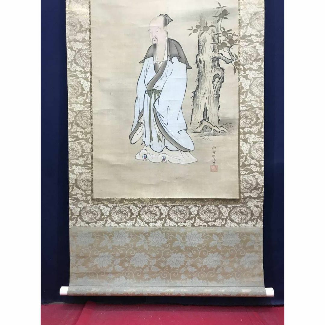 真作】狩野探信/桃仙人図/人物図/掛軸☆宝船☆AC-168の通販 by 掛軸