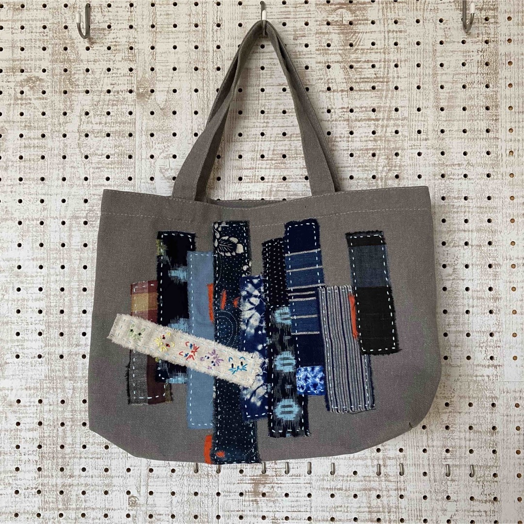 リメイクバッグ トートバッグ 襤褸 藍染 古布 刺し子 ねこの通販 by