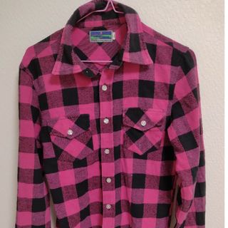 希少カラー ピンク チェックシャツ ネルシャツ 古着 アメカジ サイズM
