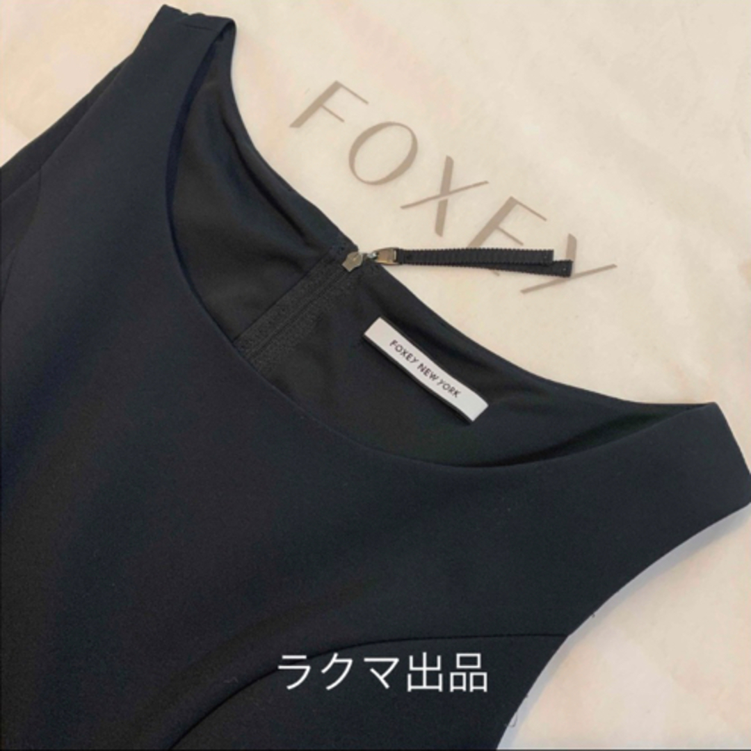 FOXEY - フォクシー シンプル ワンピース ミッドナイトブルー 40 の