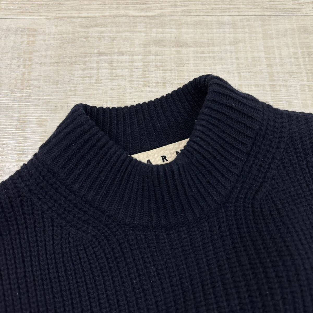 MARNI - 20aw MARNI ウール リブ モックネック ニット ベスト ネイビー