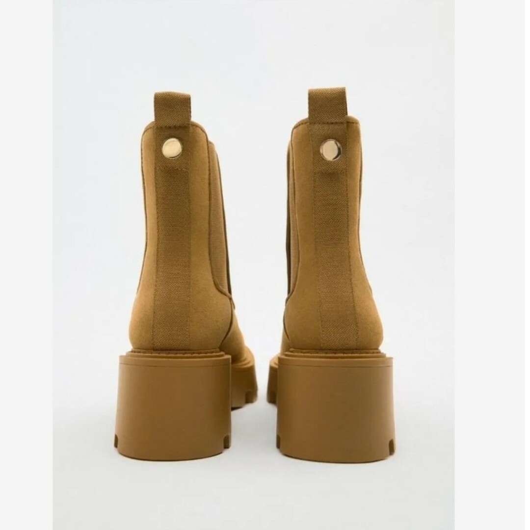 ZARA - ZARA ザラ トラックソールサイドゴア ブーツ スエード 新品の