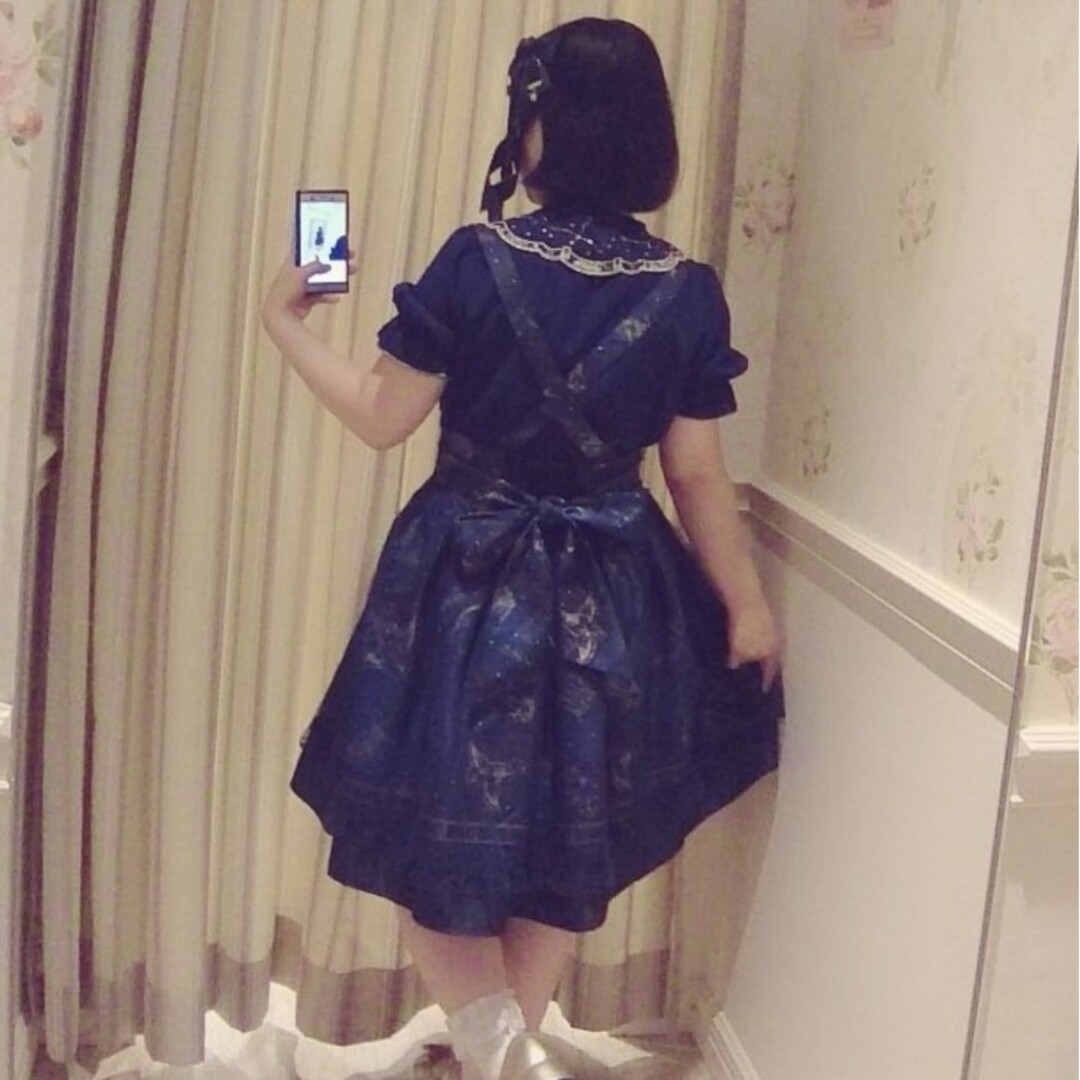 Amavel - Amavel 星座ブラウス&スカート&リボンクリップ ネイビー3点