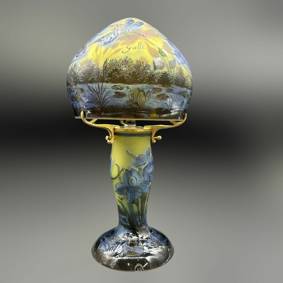 証明書】 エミールガレ 花瓶 カメオ彫り 被せガラス 高さ14cm 証明書付