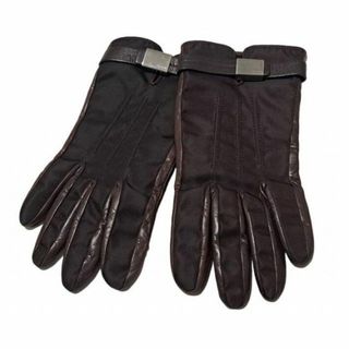 美品 プラダ レザーロンググローブ ブラック 黒革手袋 サイズ6ハーフ