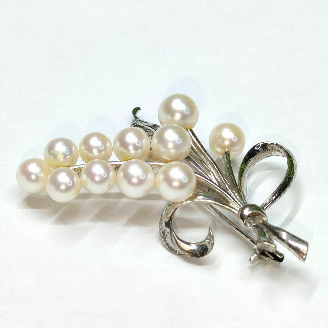 MIKIMOTO - ミキモト パール 真珠 ブローチ 11珠 シルバー M刻印 S刻印