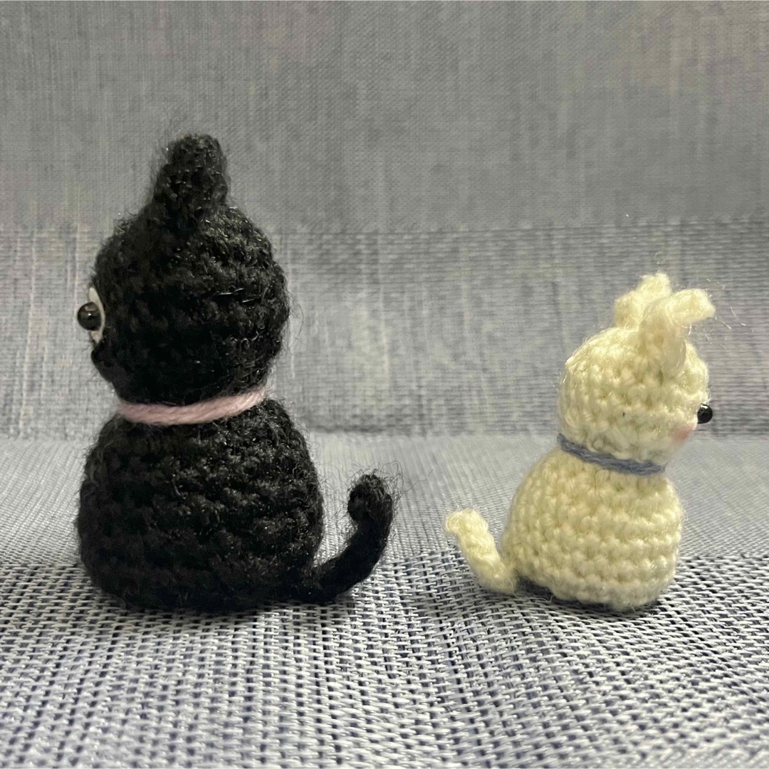 黒ネコ 白ネコ お風呂 あみぐるみ ミニチュア 3点セットの通販 by