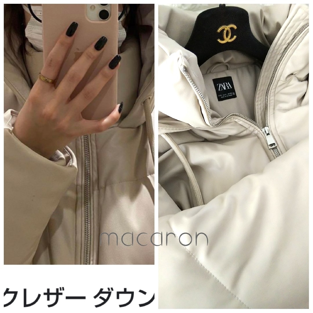 ZARA - ご専用即完売ZARAザラ人気レザー調ダウンジャケット白エクリュ