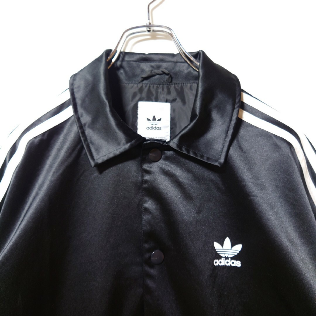 adidas - adidas☆サテン コーチジャケット☆ナイロンジャケット☆黒