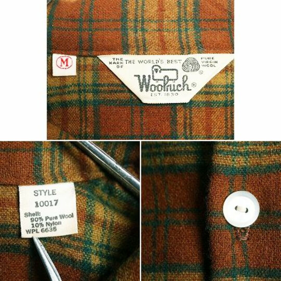 WOOLRICH - 70s ウールリッチ チェック ウール シャツ メンズ M / 古着