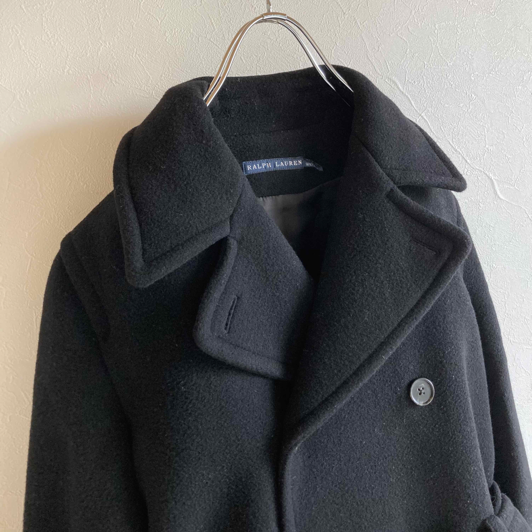 Ralph Lauren - ラルフローレン ベルト付 ウールメルトン Pコート 黒