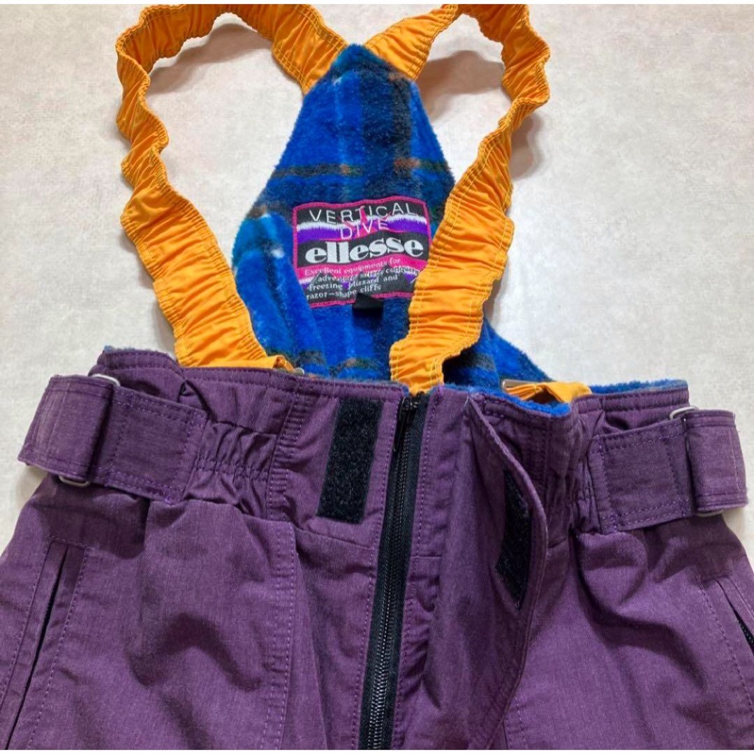 ellesse - 古着 90s ビンテージ スキーウェア レトロ M 紫 ビブパンツ