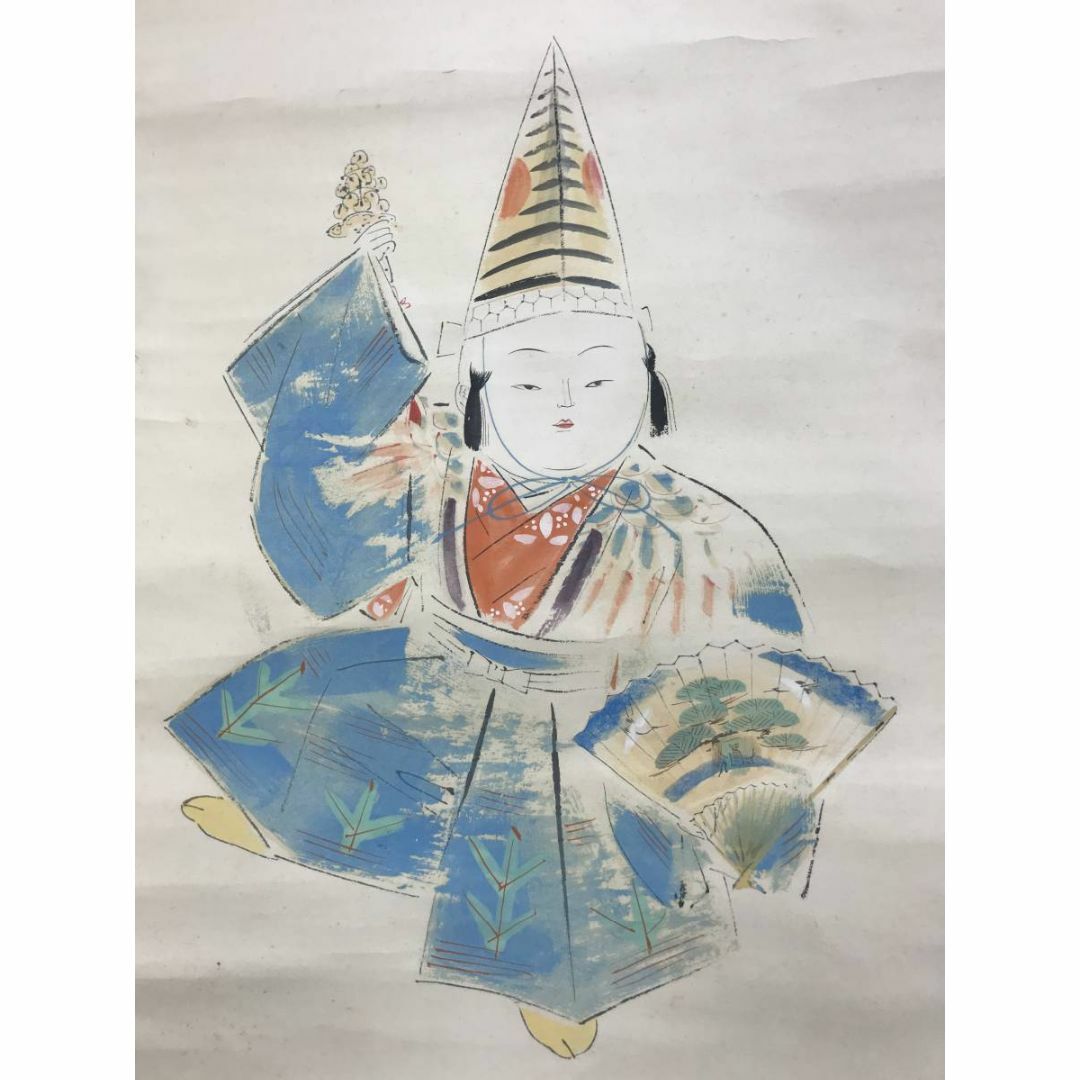 模写/英一蝶/鏡餅/才造/万蔵/三幅対/人物図/祝掛軸/掛軸☆宝船☆AK-636