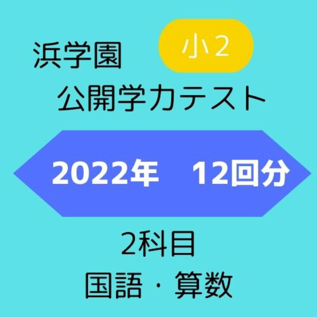 浜学園 小2 公開学力テスト 2022年度12回分国語算数2科目の通販 by 断