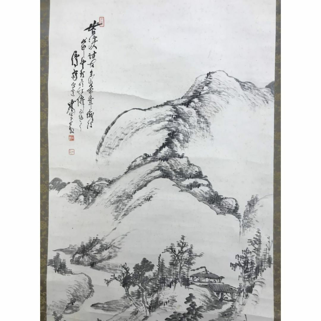 真作/児玉果亭/皆渓訪友画賛/山水図/掛軸☆宝船☆AD-591の通販 by 掛軸