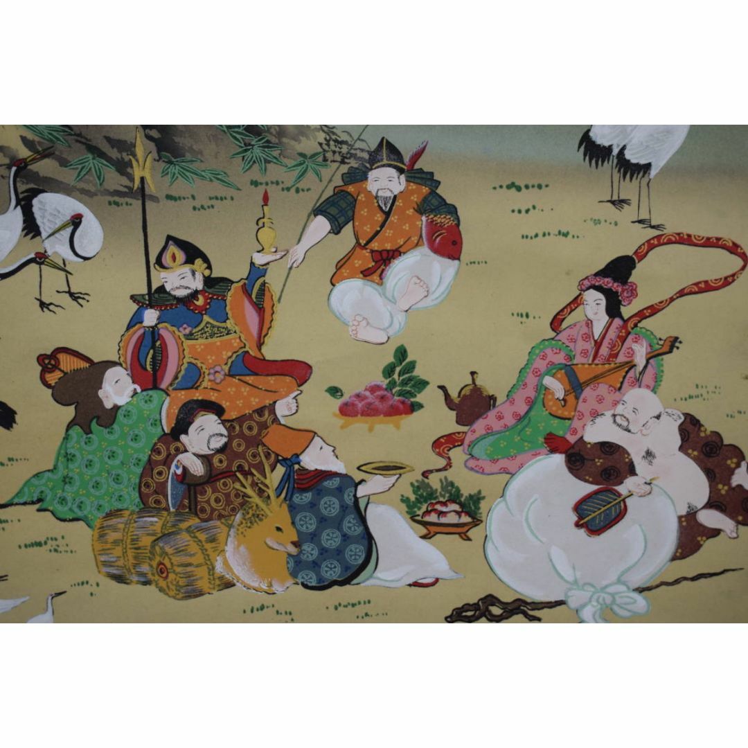 真作】紫峰/七福神と百鶴図/群鶴/掛軸☆宝船☆Y-454の通販 by 掛軸