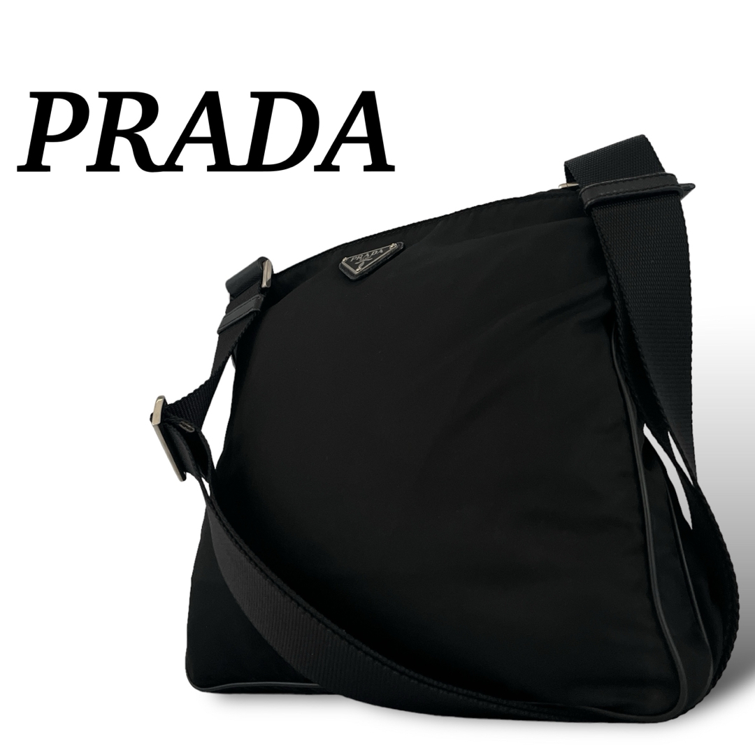 PRADA - 正規品 プラダ ショルダーバッグ 斜めがけ 三角ロゴ ブラック