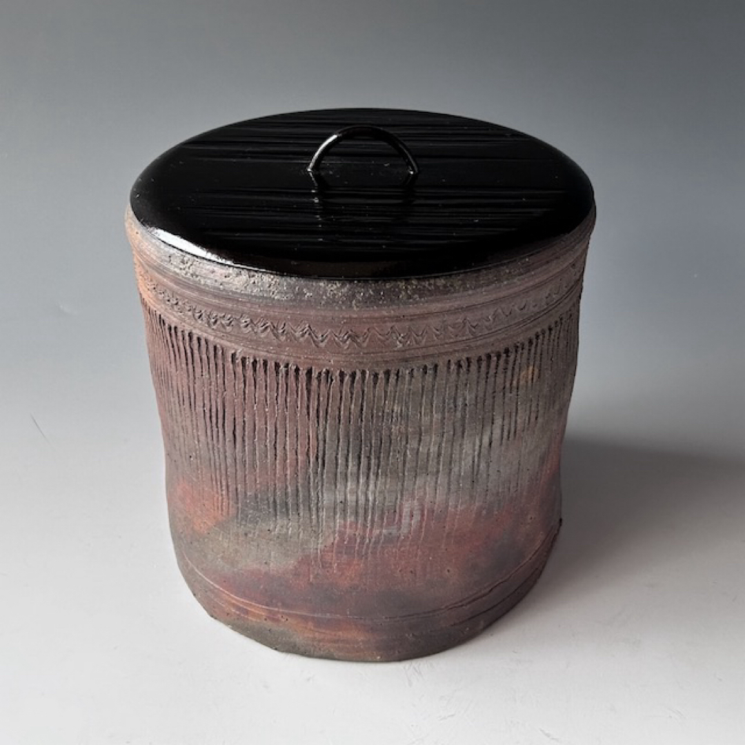 茶道具丹波焼南蛮写縄簾水指蓋一閑造表千家即中斎宗匠書付銘 柴垣