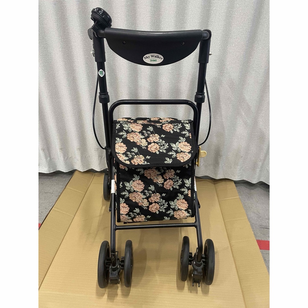 島製作所 スカイウォーカー S 歩行器 シルバーカー 花柄 押し車 保冷