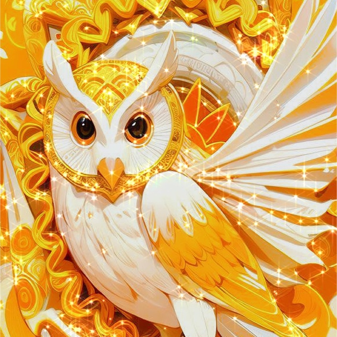 守護神ふくろう フレーム付き 開運と幸福絵画•風水癒し［グラフィック