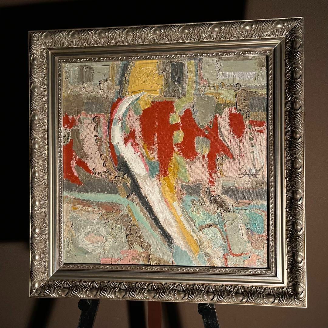 ☆真作☆ 文勝(ウンシュン) 無題 油絵 額付き 貴重作品 ☆真作☆ 文勝