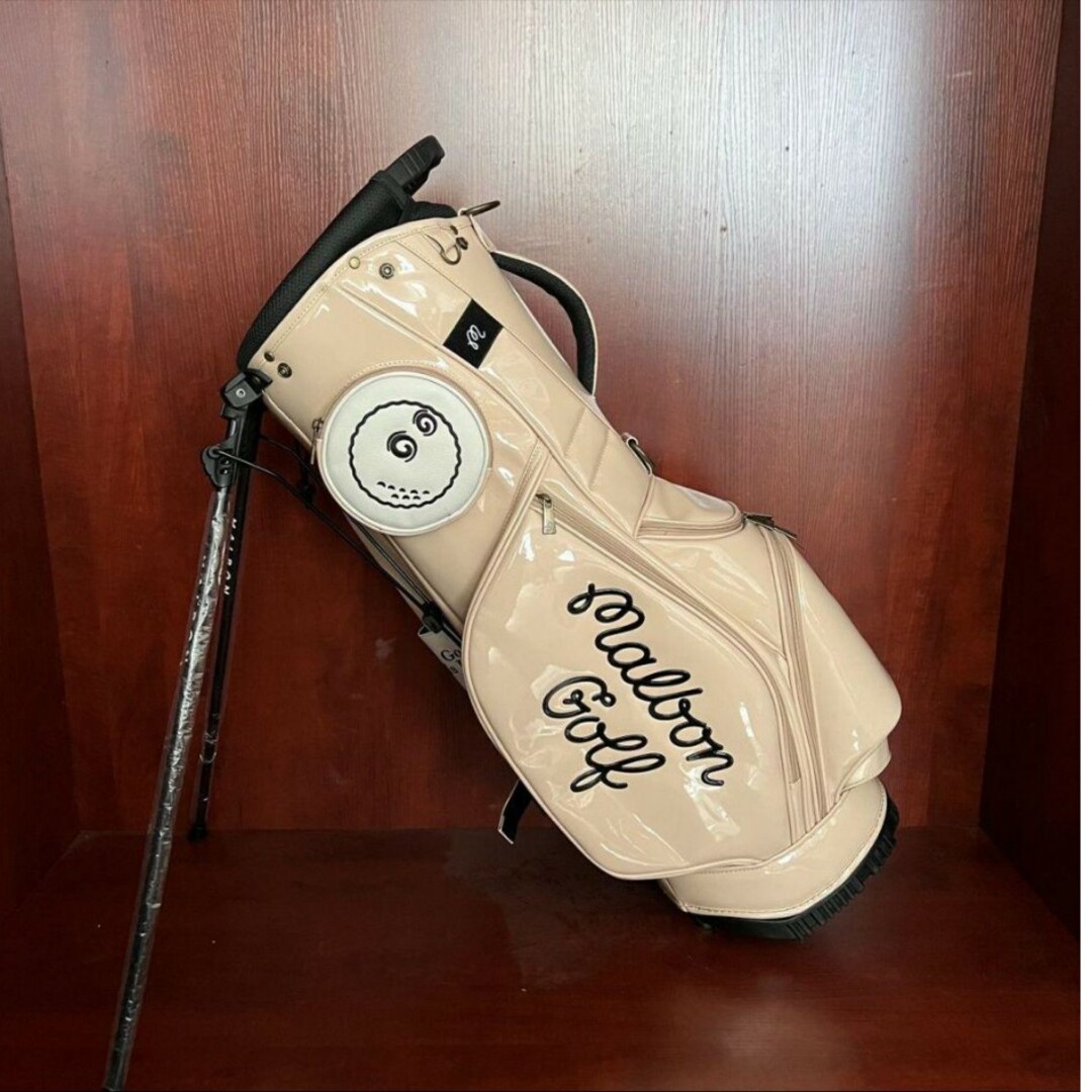 malbon マルボンゴルフ キャディバッグ スタンドバッグ エナメル ベージュ