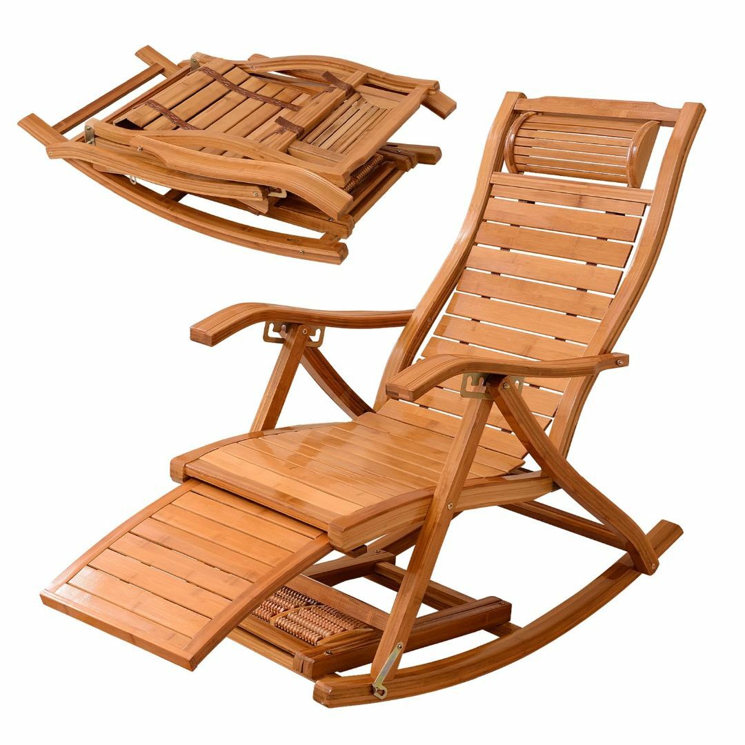 色:竹の美しい色】【いつでも快適な揺れを】 ロッキングチェア 竹庭