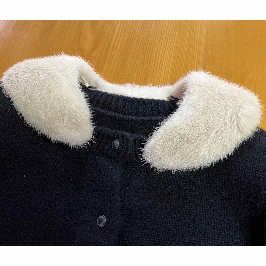FOXEY - Foxeyフォクシー ミンク襟カシミヤニットカーディガン40美品の