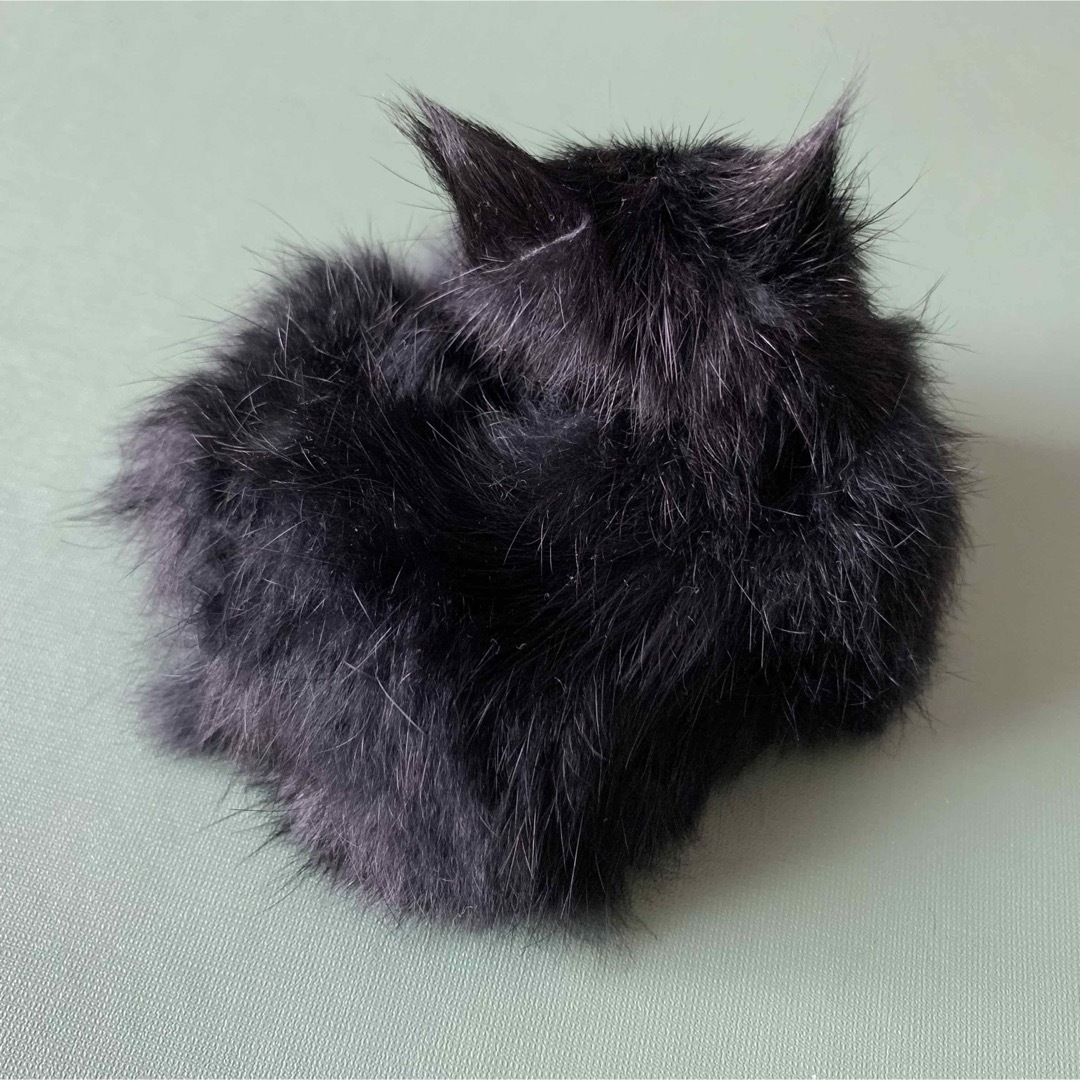 リアルな黒猫ぬいぐるみ ラビットファー アンティーク ビンテージの